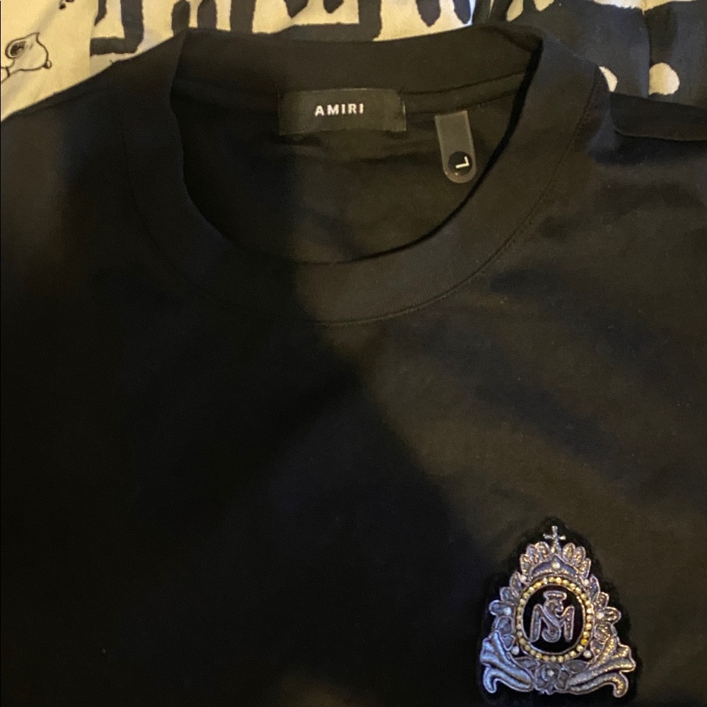 AMIRI Black Tee with Embroidered Emblem